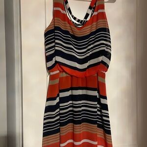 City Triangles Orange Black Cowl Neck Sleeveless Sundress